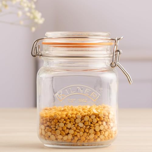 Kilner Premium 1L Airtight Square Clip Top Glass Jar for Food Storage, Biscuits, Cereals, Pulses | Multipurpose, BPA Free, Reusable Kitchen Container - Image 3