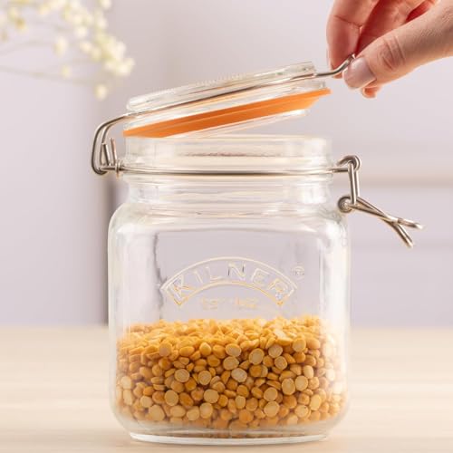 Kilner Premium 1L Airtight Square Clip Top Glass Jar for Food Storage, Biscuits, Cereals, Pulses | Multipurpose, BPA Free, Reusable Kitchen Container - Image 4
