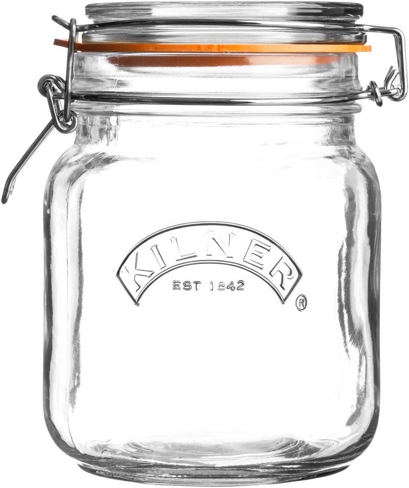 Kilner Premium 1L Airtight Square Clip Top Glass Jar for Food Storage, Biscuits, Cereals, Pulses | Multipurpose, BPA Free, Reusable Kitchen Container - Image 2