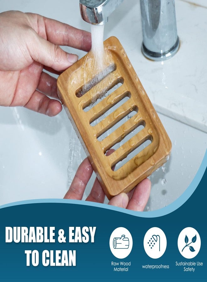 DEBETOOL Teak Wood Soap Dish, 2 Pack Waterproof Self Draining Soap Dish - Natural Wooden Bar Soap Holder for Bathroom and Kitchen - Image 3