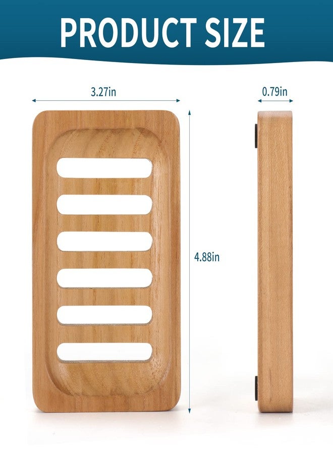 DEBETOOL Teak Wood Soap Dish, 2 Pack Waterproof Self Draining Soap Dish - Natural Wooden Bar Soap Holder for Bathroom and Kitchen - Image 2
