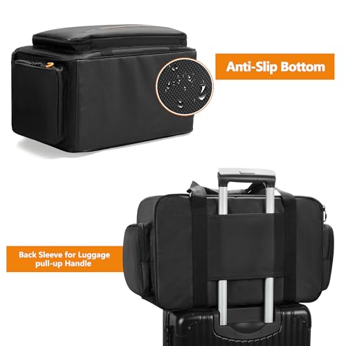 GRAOSO Speaker Carrying Bag Compatible with Mackie Thump Go 8", Loudspeaker Storage Bag with Removable Bottom Board, Padded Handle and Shoulder Strap, Multiple Pockets for Microphone, Cable, Black - Image 4