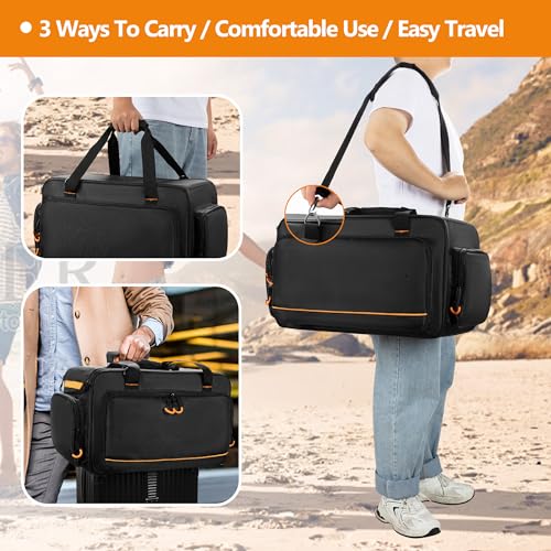 GRAOSO Speaker Carrying Bag Compatible with Mackie Thump Go 8", Loudspeaker Storage Bag with Removable Bottom Board, Padded Handle and Shoulder Strap, Multiple Pockets for Microphone, Cable, Black - Image 5