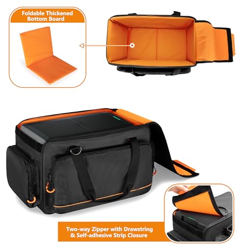 GRAOSO Speaker Carrying Bag Compatible with Mackie Thump Go 8", Loudspeaker Storage Bag with Removable Bottom Board, Padded Handle and Shoulder Strap, Multiple Pockets for Microphone, Cable, Black - Image 2