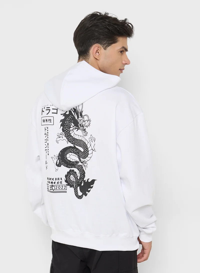 سفنتي فايف Oversized Basic Graphic Hoodie