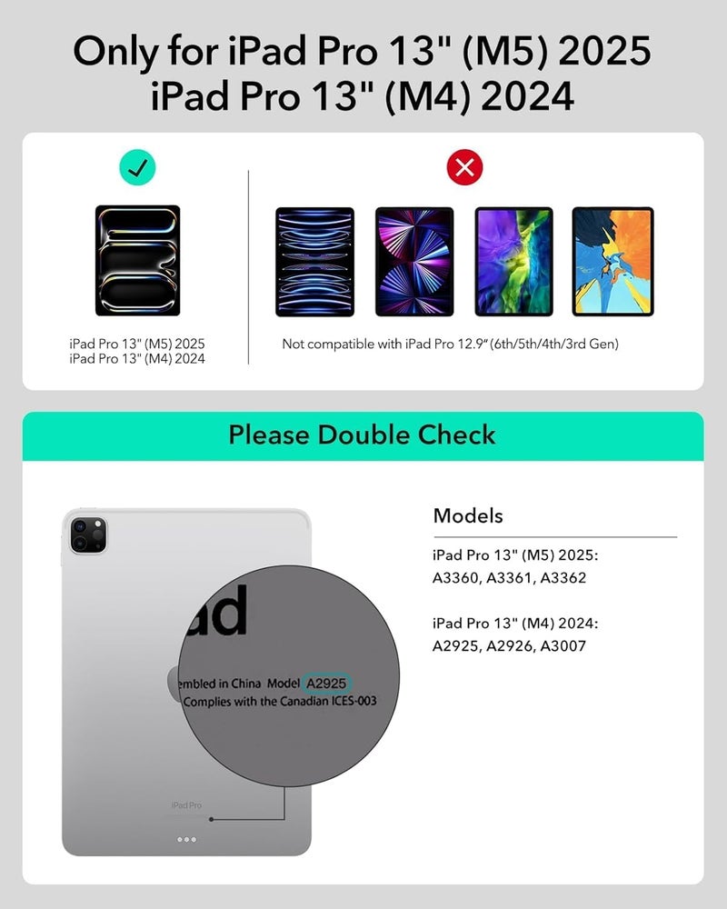 آرترابيت لوحة مفاتيح سحرية لجهاز iPad Pro 13 بوصة (2025/2024)، حقيبة لوحة مفاتيح لجهاز iPad Pro 13 M5/M4 مع حامل عائم مغناطيسي، شاشة رقمية، لوحة لمس متعددة اللمس، إضاءة خلفية بـ7 ألوان، أبيض - Image 2