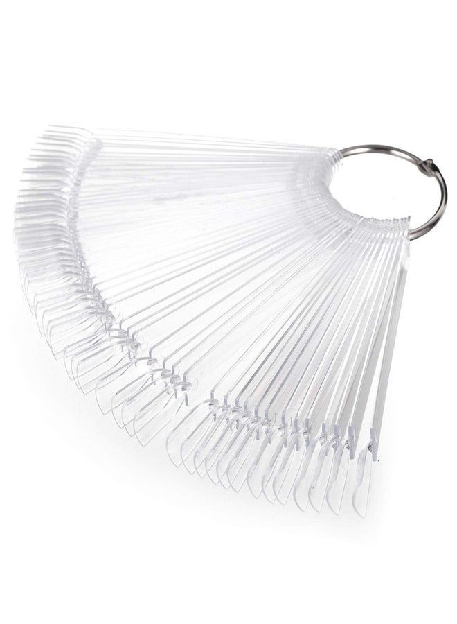 Hedume 12 Set Total 600 Tips Clear Nail Swatches Sticks with Metal Screw Split Ring Holder, Transparent Fan-shaped Nail Art Tips, Nail Art Supplies for Nail Art Polish Display and Home DIY - Image 3