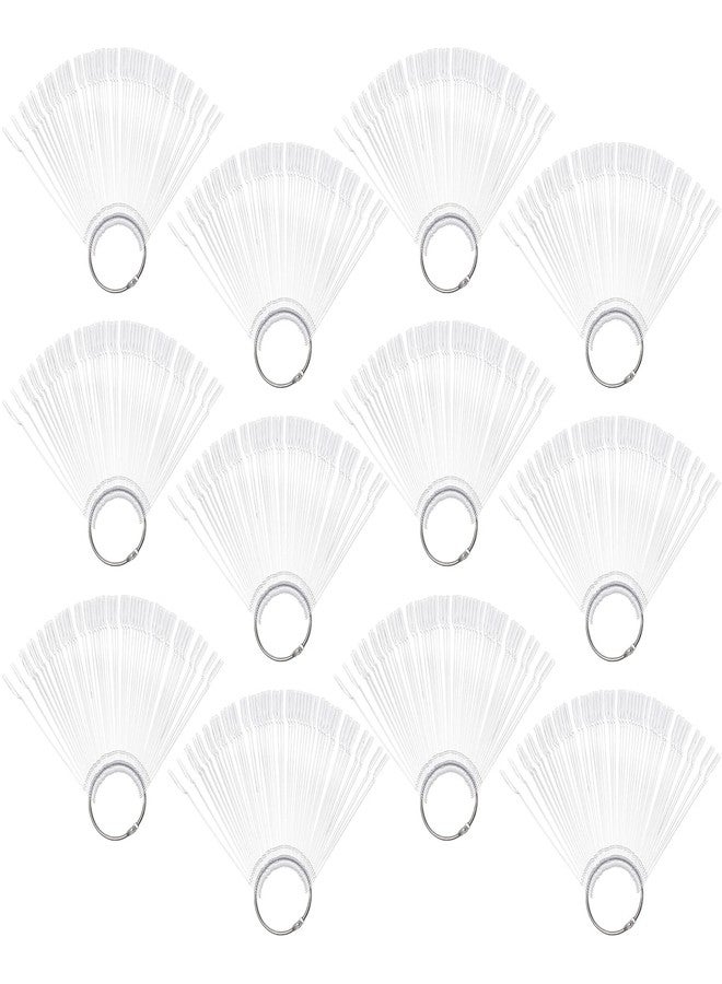 Hedume 12 Set Total 600 Tips Clear Nail Swatches Sticks with Metal Screw Split Ring Holder, Transparent Fan-shaped Nail Art Tips, Nail Art Supplies for Nail Art Polish Display and Home DIY - Image 1