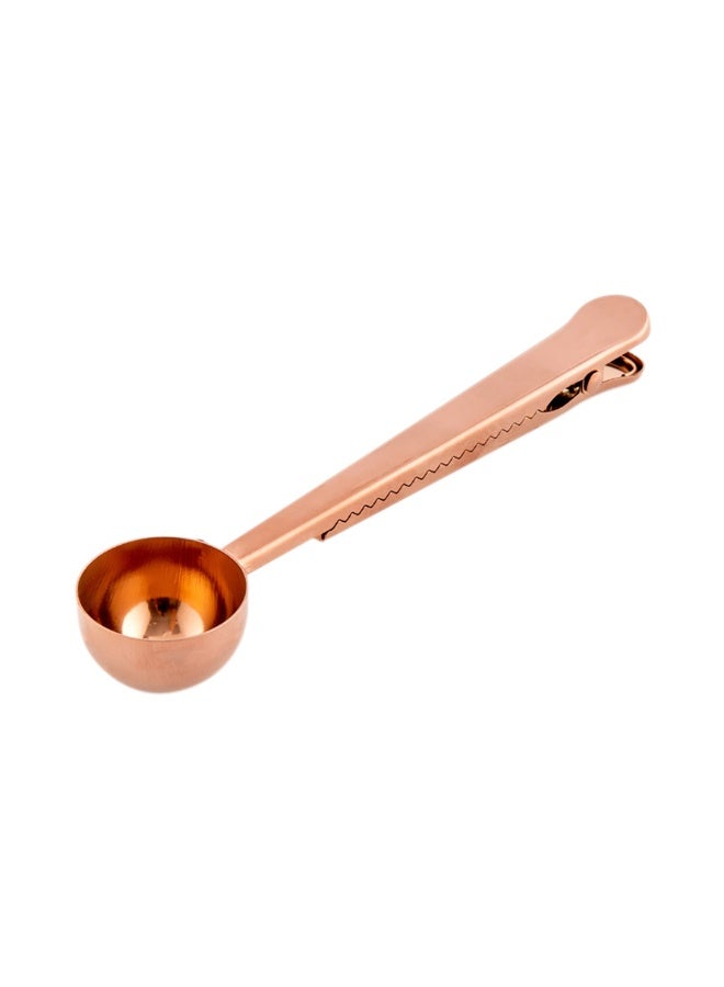 Restaurantware 1 Tbsp Coffee Scoop, 1 Multifunction Coffee Spoon - Built-In Clip, For Measuring Ground Coffee, Espresso, Coffee Beans, Protein Powder, & More, Copper-Plated Stainless Steel Tea Spoon,  - Image 1