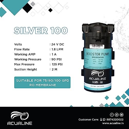 ACUALINE Silver 100 GPD RO Booster Pump Motor High-Efficiency with SMPS, Pump Adapter 24 Volts 2.5 amps and Solenoid Valve (SV) for All Types of RO Water Purifier (1 Year Warranty) - Image 3