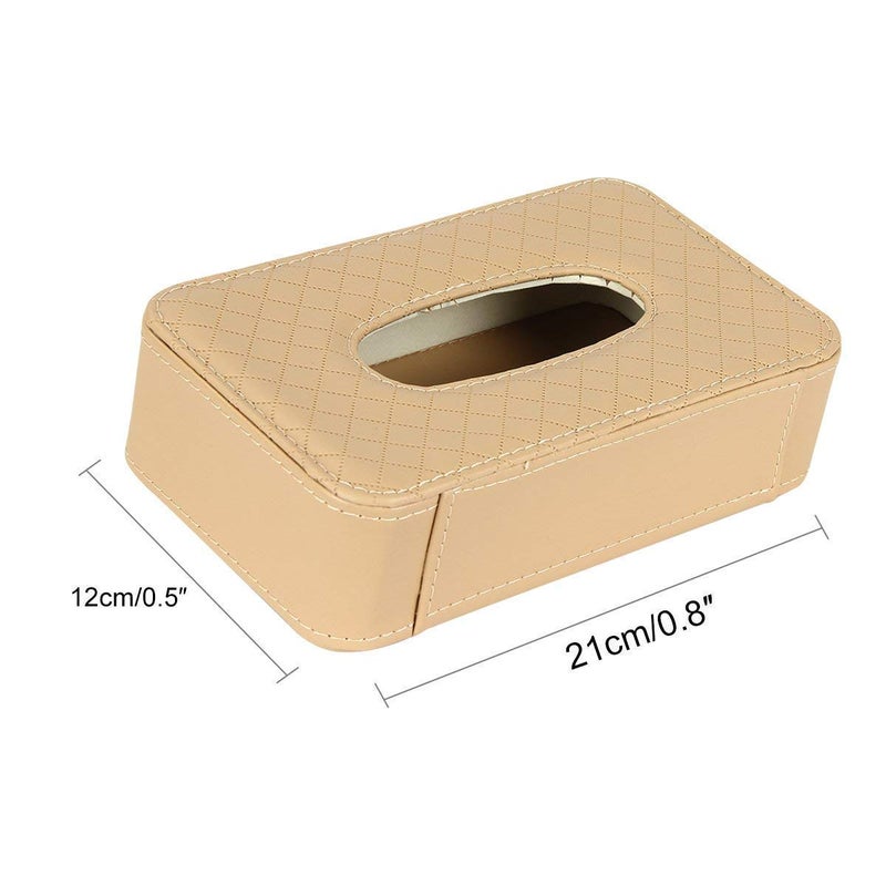 KolorFish Headrest Car Tissue Holder, Car Back Seat Hanging Tissue Holder with PU Leather, Tissue Box Holder (Tissue Included) (Brown)