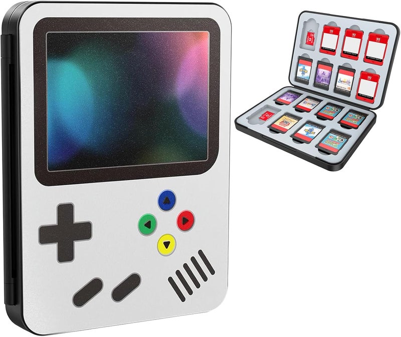 HEIYING حافظة بطاقات الألعاب لجهاز Nintendo Switch وSwitch Lite وOLED، بتصميم نمط مخصص، 16 فتحة لبطاقات الألعاب، 16 فتحة لبطاقات Micro SD، قفل مغناطيسي، غلاف صلب، أسود - Image 1