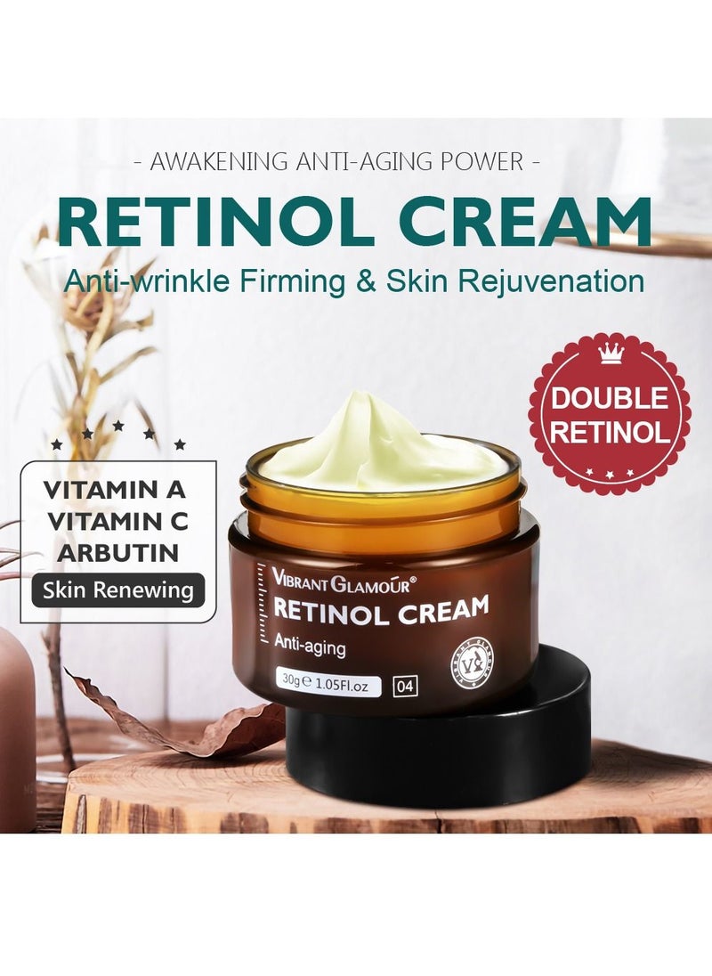 Vibrant Glamour Retinol Skin Moisturizing Whitening Cream Anti-Wrinkle Anti-Aging Brightening and Lightening Pores Repair Lighten Sensitive Area Dark Spots Hyaluronic Acid Active Retinol Added 30g  - Image 4