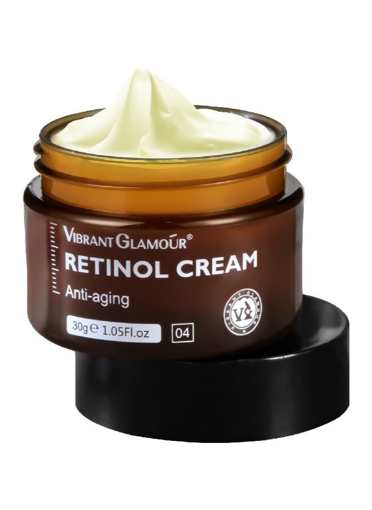 Vibrant Glamour Retinol Skin Moisturizing Whitening Cream Anti-Wrinkle Anti-Aging Brightening and Lightening Pores Repair Lighten Sensitive Area Dark Spots Hyaluronic Acid Active Retinol Added 30g  - Image 1