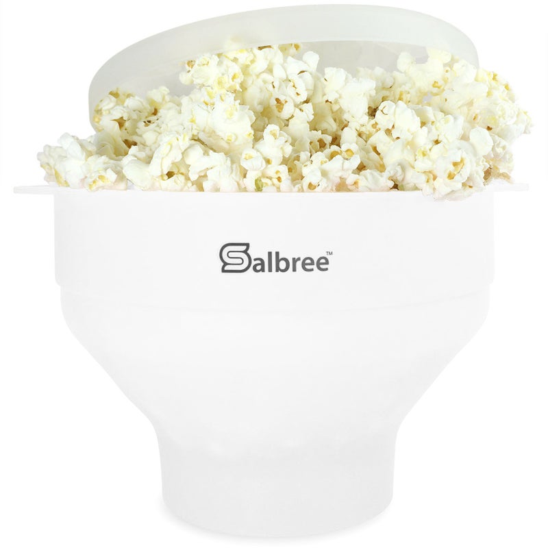 The Original Salbree Collapsible Silicone Microwave Popcorn Popper Maker Machine Microwavable Bowl Holds 16 Cups Uses Hot Air and Oil Always Optional  The Most Colors Available White