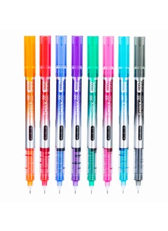 Deli Deli EQ300-8C Roller Pen, Needle Tip 0.5mm, Assorted Colors, Quick-Dry Ink, Smooth Writing, Pack of 8  - Image 1