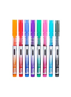 Deli Deli EQ300-8C Roller Pen, Needle Tip 0.5mm, Assorted Colors, Quick-Dry Ink, Smooth Writing, Pack of 8  - Image 2