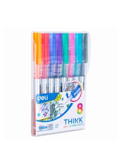 Deli Deli EQ300-8C Roller Pen, Needle Tip 0.5mm, Assorted Colors, Quick-Dry Ink, Smooth Writing, Pack of 8  - Image 4