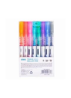 Deli Deli EQ300-8C Roller Pen, Needle Tip 0.5mm, Assorted Colors, Quick-Dry Ink, Smooth Writing, Pack of 8  - Image 5