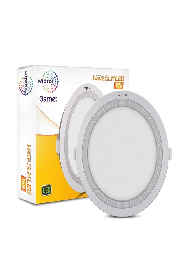 ويبرو مصباح Wipro D711530 Garnet 15-Watt Wave Slim Panel Light (أبيض دافئ، أصفر، دائري) - Image 1