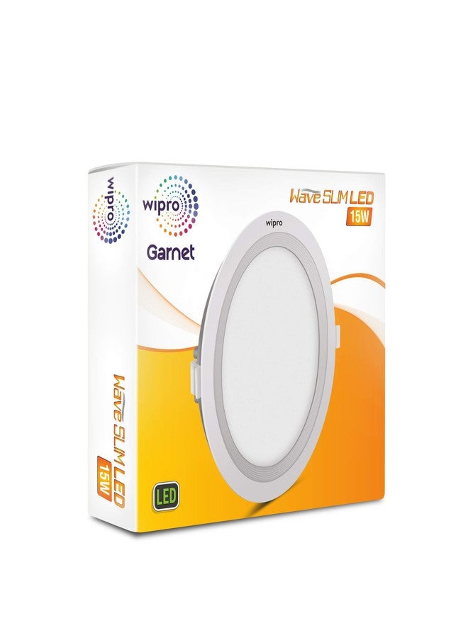 ويبرو مصباح Wipro D711530 Garnet 15-Watt Wave Slim Panel Light (أبيض دافئ، أصفر، دائري) - Image 4