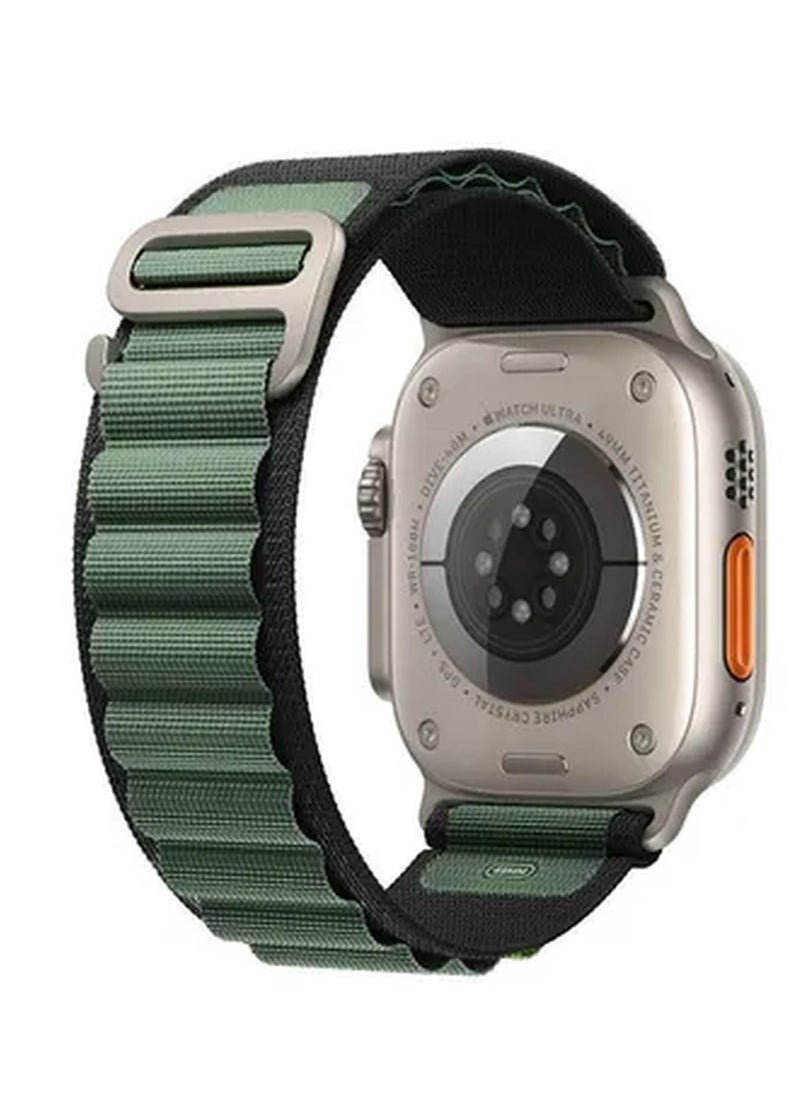 Rabos - Apple Watch Alpine Loop Band 49mm/45mm/44mm Nylon Woven Sport Strap Compatible with iWatch Series 8/Ultra/7/SE/6/5/4/3/2/1 Green/Black - Image 1