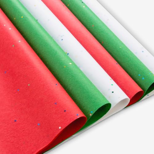 Plum Designs Christmas Tissue Paper for Gift Bags – 50 Sheets | Red, Green, White Glitter Sparkle Wrapping Bulk 20x20 Sheets - Image 3