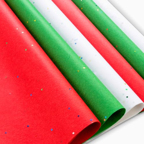Plum Designs Christmas Tissue Paper for Gift Bags – 50 Sheets | Red, Green, White Glitter Sparkle Wrapping Bulk 20x20 Sheets - Image 5