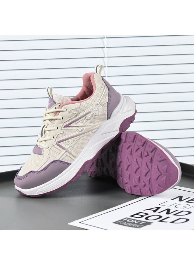 Double Star Eight Shuangxingbate Women's Running Shoes For Spring And Autumn, Breathable Mesh Upper, Soft Rubber Sole, Height-increasing Shock-absorbing Leather Surface, Casual Travel Shoes - Image 1