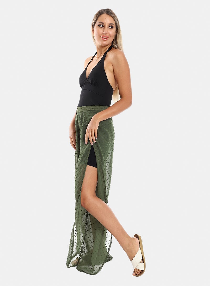 belle Slip On Full Legs Side Slits Cover Up Pants - Image 2