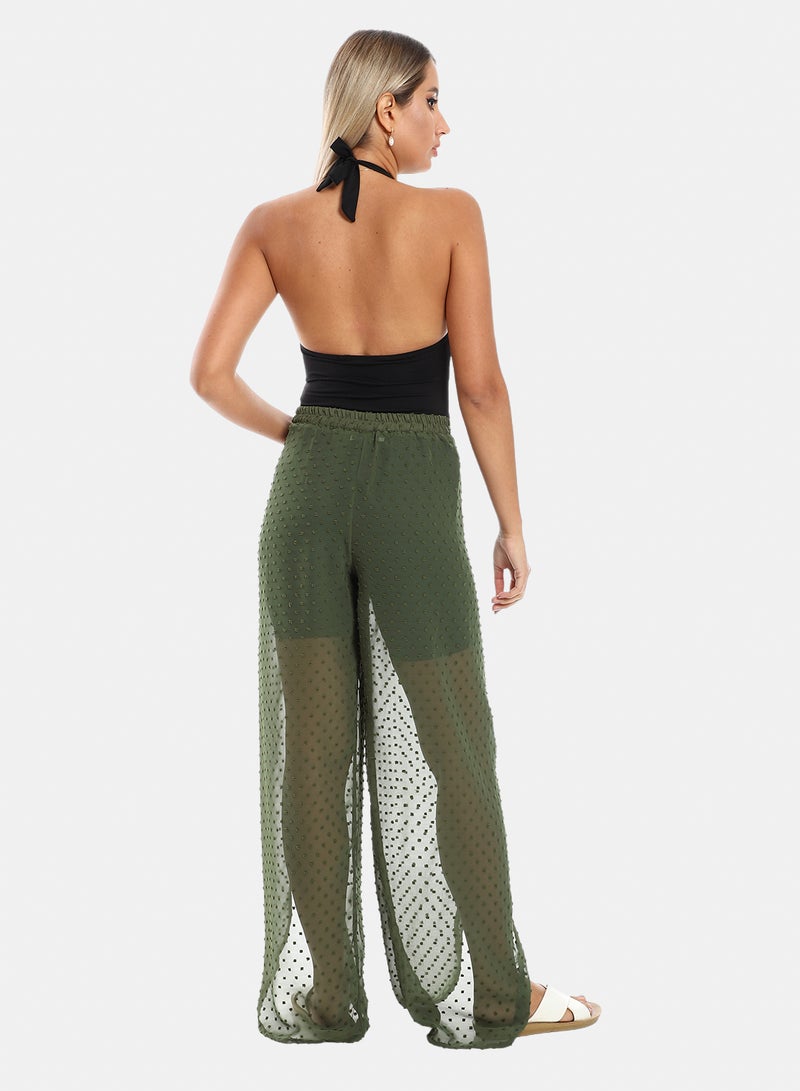 belle Slip On Full Legs Side Slits Cover Up Pants - Image 3