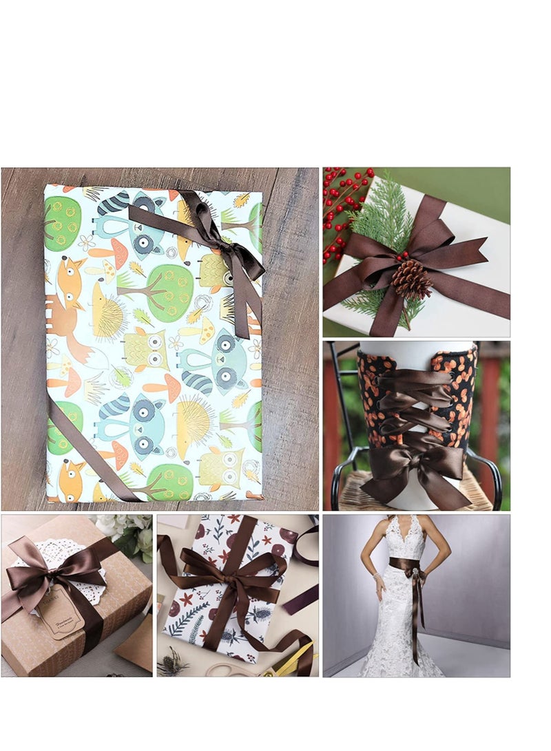 MARKQ Mocha Brown Satin Ribbon, 38mm x 25yd Fabric Polyester Ribbon for Gift Wrapping, Party Favors Wedding Decorations Bow Making Bouquets Sewing Projects & Craft Supplies - Image 4