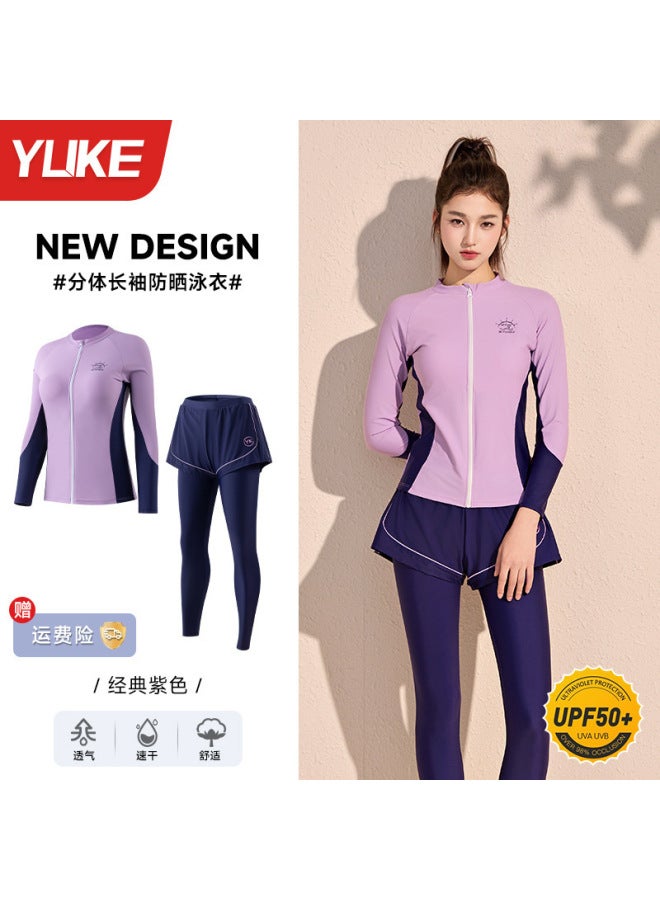 Swimsuit Women's New Style Long Sleeve Long Pants  Summer Conservative Separate Sun Protection Jellyfish Suit Surfing Suit Hot Spring Set