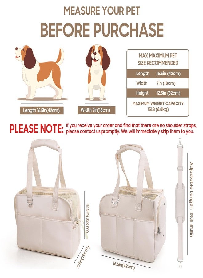 JourCraf Dog Purse Carrier for Small Dogs & Puppies, Soft Cotton Sided Folding Dog Carriers for Small Dogs Medium Cats up to 15 Lbs, Washable Breathable Puppy Carrier for Outdoor Travel (Large Beige) - Image 2