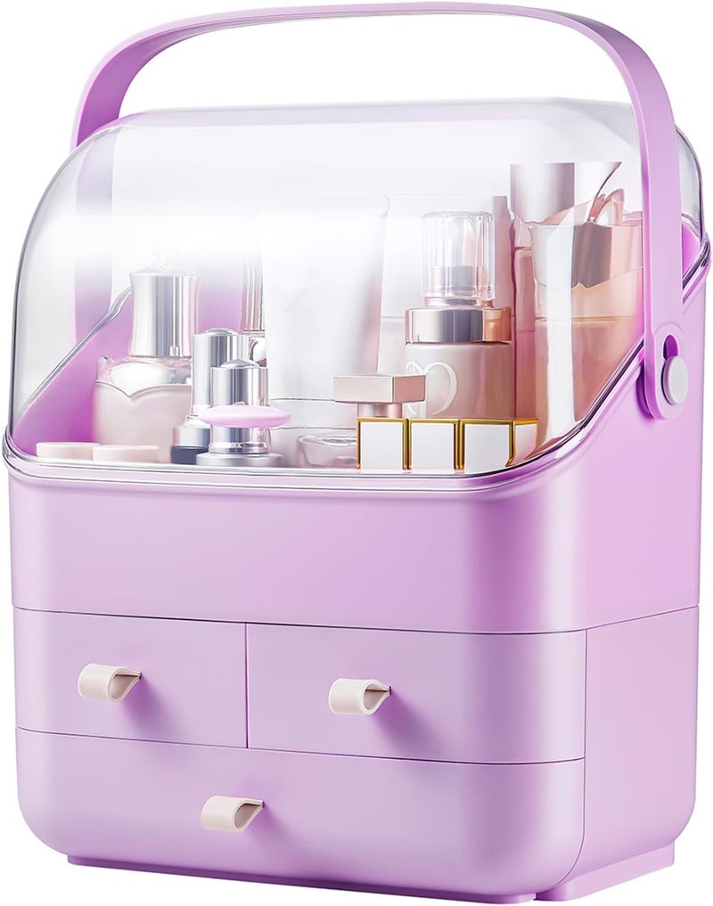 SUNFICON Purple Makeup Organizer with Lid - Image 1
