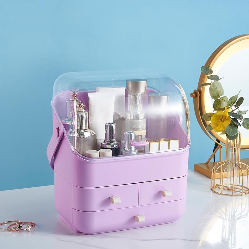 SUNFICON Purple Makeup Organizer with Lid - Image 5