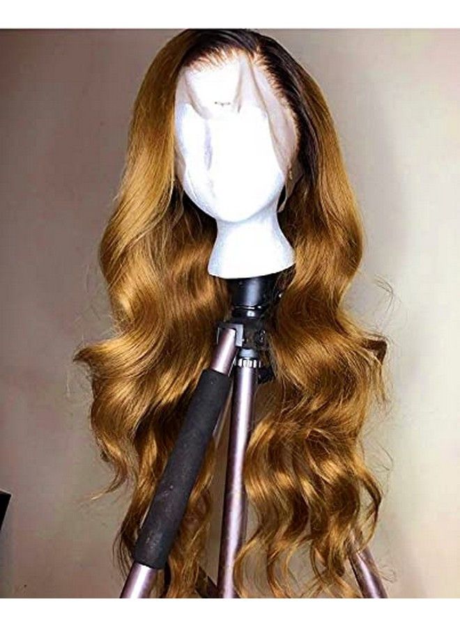 ANDRIA باروكة دانتيل أمامية بلوند عسلية باروكة دانتيل بدون لاصق بتموجات طويلة حريرية صناعية مقاومة للحرارة مع شعر طفل باروكة دانتيل أمامية ملونة بأومبري بلون بني فاتح للنساء السود - Image 3