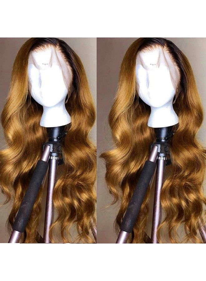 ANDRIA باروكة دانتيل أمامية بلوند عسلية باروكة دانتيل بدون لاصق بتموجات طويلة حريرية صناعية مقاومة للحرارة مع شعر طفل باروكة دانتيل أمامية ملونة بأومبري بلون بني فاتح للنساء السود - Image 5