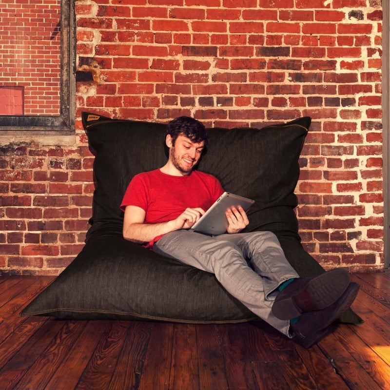 Jaxx Jaxx 55 ft Pillow Saxx Bean Bag Chair  Floor Pillow Black Denim  - Image 2
