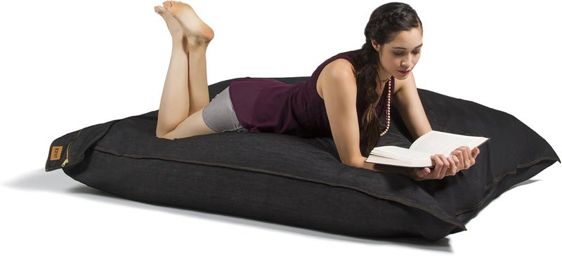 Jaxx Jaxx 55 ft Pillow Saxx Bean Bag Chair  Floor Pillow Black Denim  - Image 1
