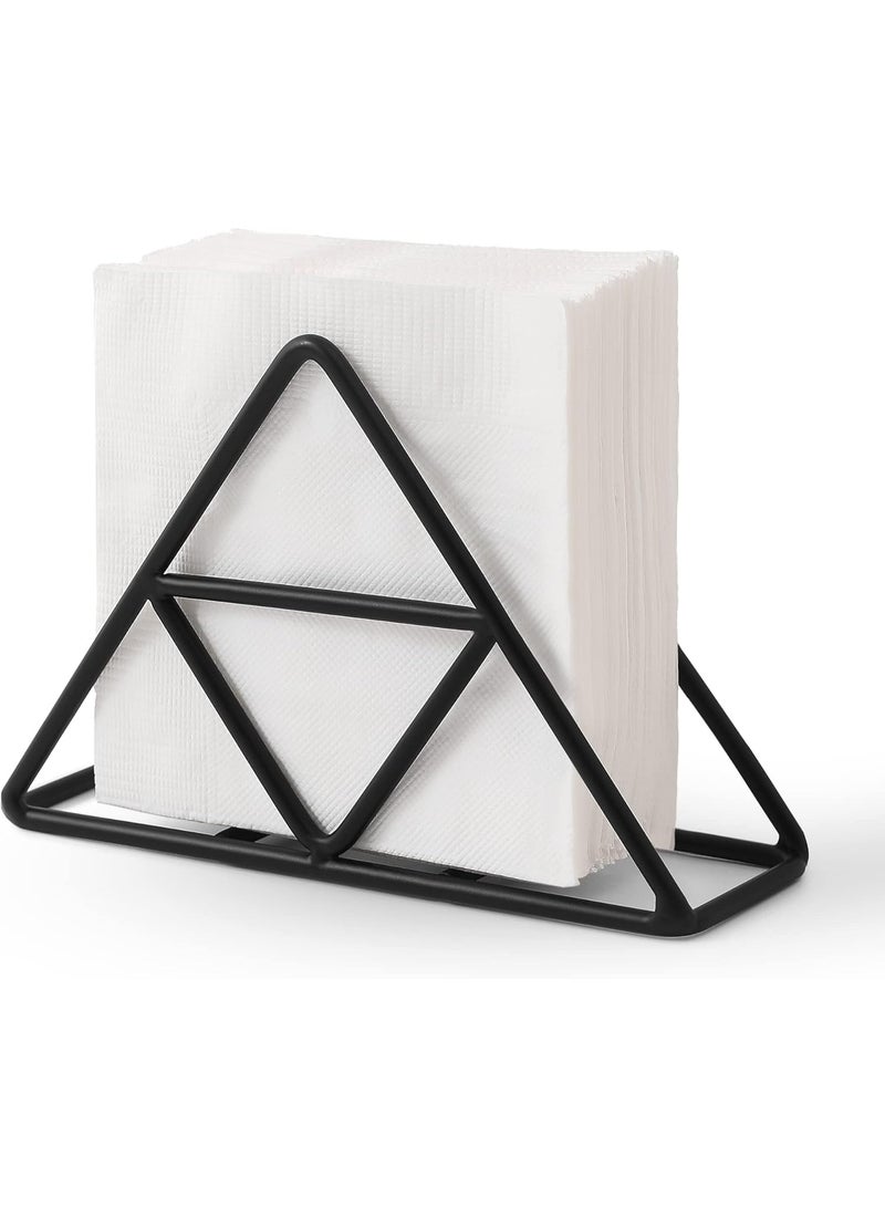 سوفام طاولة حاملة مناديل، حامل مناديل مثلثة سوداء، ديكور مطبخ، صندوق مناديل فولاذية على نمط روستي، مطبخ مستقل منضدة منديل معدني حامل - Image 1