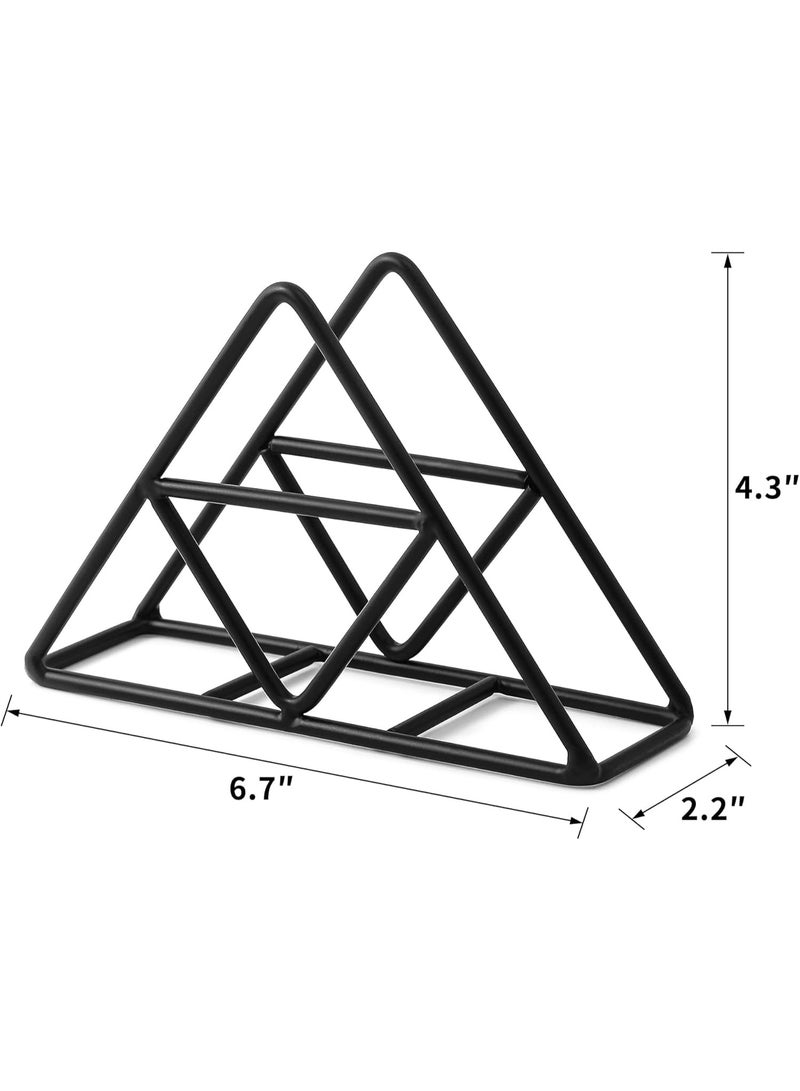 سوفام طاولة حاملة مناديل، حامل مناديل مثلثة سوداء، ديكور مطبخ، صندوق مناديل فولاذية على نمط روستي، مطبخ مستقل منضدة منديل معدني حامل - Image 3