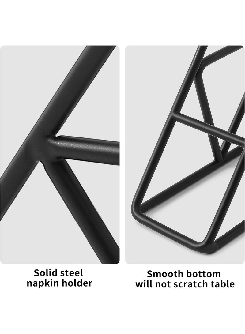 سوفام طاولة حاملة مناديل، حامل مناديل مثلثة سوداء، ديكور مطبخ، صندوق مناديل فولاذية على نمط روستي، مطبخ مستقل منضدة منديل معدني حامل - Image 4