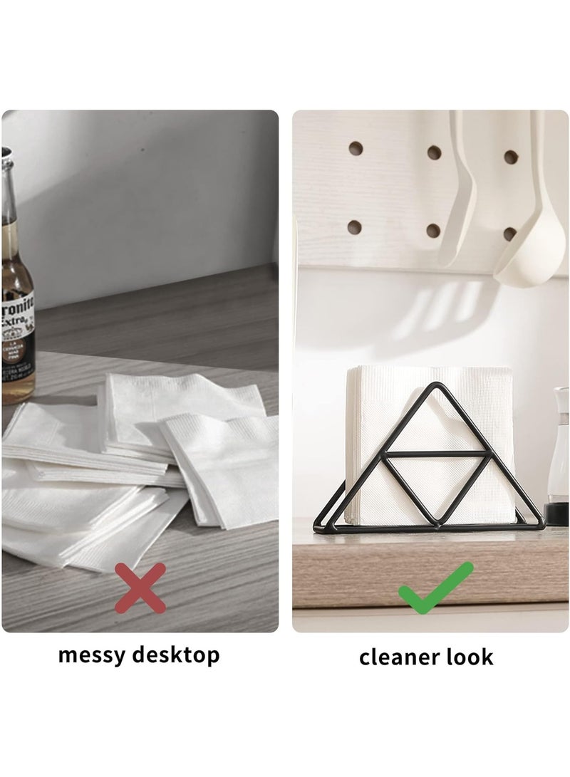 سوفام طاولة حاملة مناديل، حامل مناديل مثلثة سوداء، ديكور مطبخ، صندوق مناديل فولاذية على نمط روستي، مطبخ مستقل منضدة منديل معدني حامل - Image 5