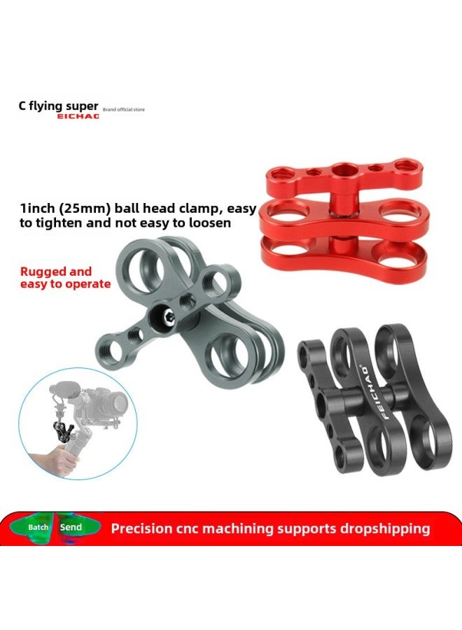 Feichao Diving Photography Ball Head Clamp One Inch Ball Head Butterfly Clamp Aluminum Alloy Clamp Anti-falling Lamp Arm Clamp-Color:Black  - Image 2