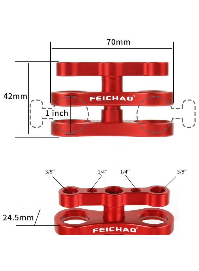Feichao Diving Photography Ball Head Clamp One Inch Ball Head Butterfly Clamp Aluminum Alloy Clamp Anti-falling Lamp Arm Clamp-Color:Black  - Image 5