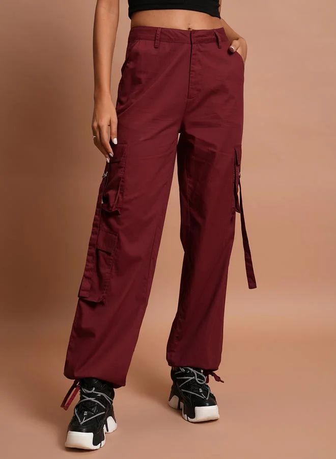Tokyo Talkies High Rise Cargo Pants with Buckle Detail by Styli