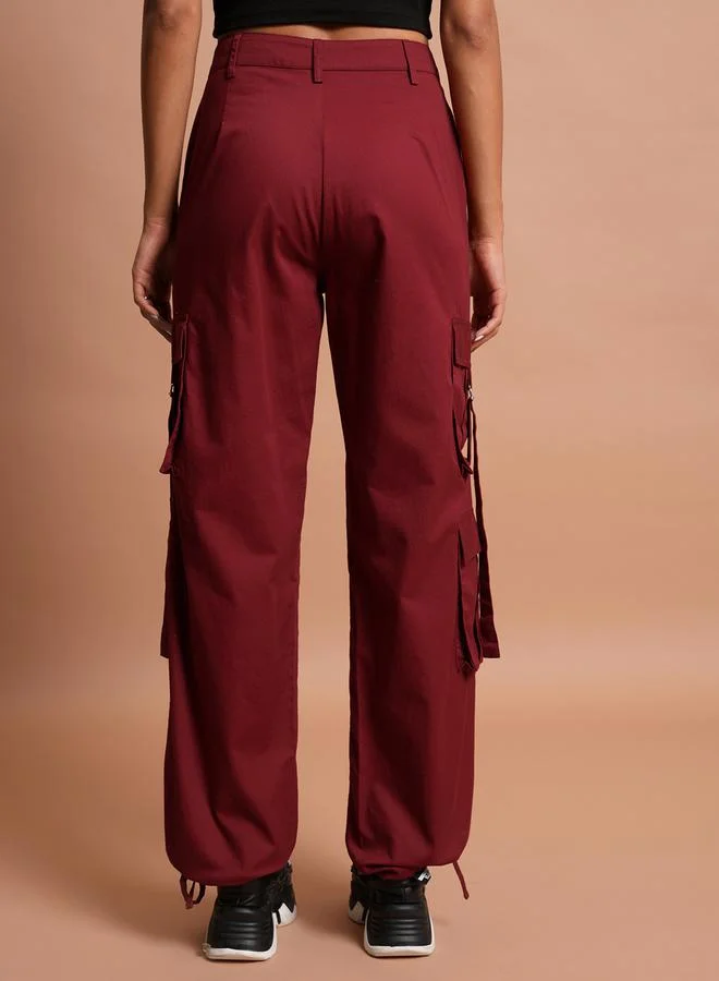 Tokyo Talkies High Rise Cargo Pants with Buckle Detail by Styli