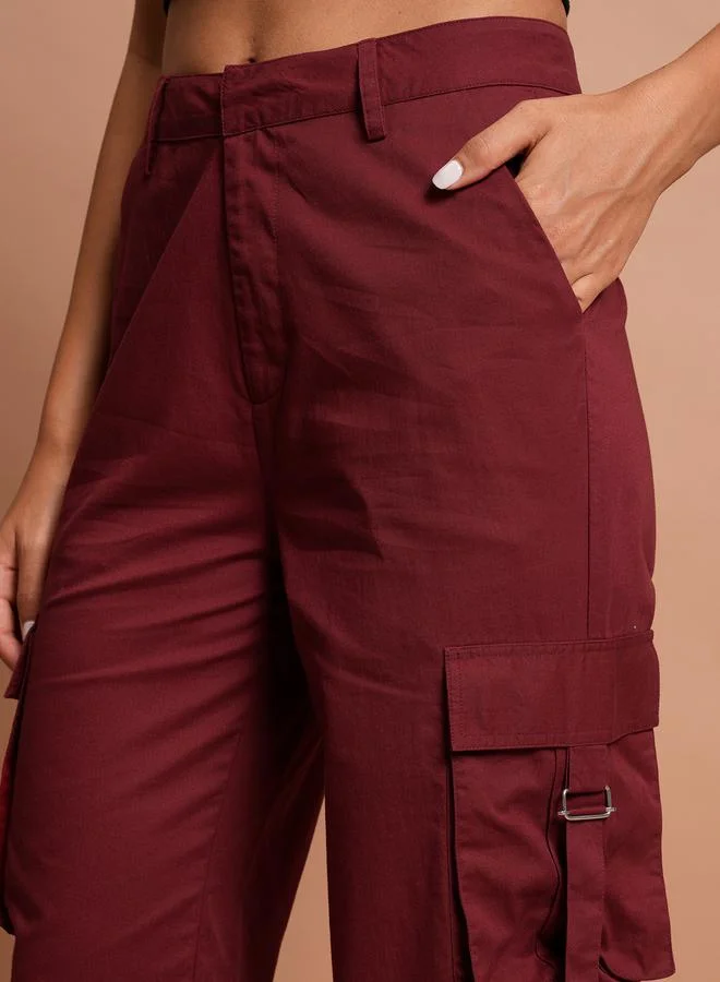 Tokyo Talkies High Rise Cargo Pants with Buckle Detail by Styli