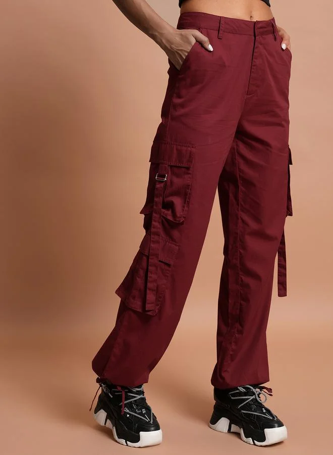 Tokyo Talkies High Rise Cargo Pants with Buckle Detail by Styli